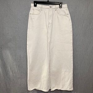 Blank NYC Ecru See You Again Denim High Rise Maxi Skirt 28 100% Cotton Slit 90s